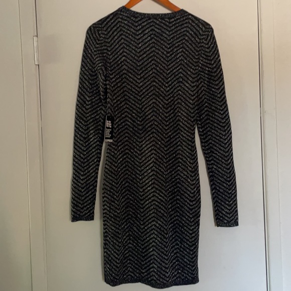 NWT Express Black & Metallic Silver Mini Dress - Picture 3 of 10